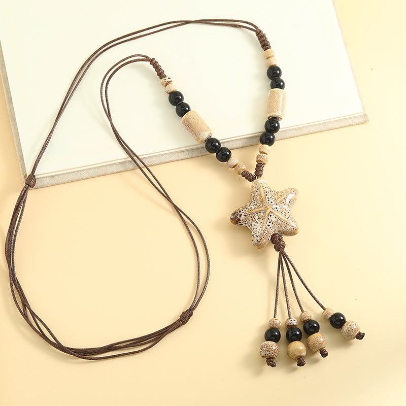 Vintage Starfish Ceramic Necklace