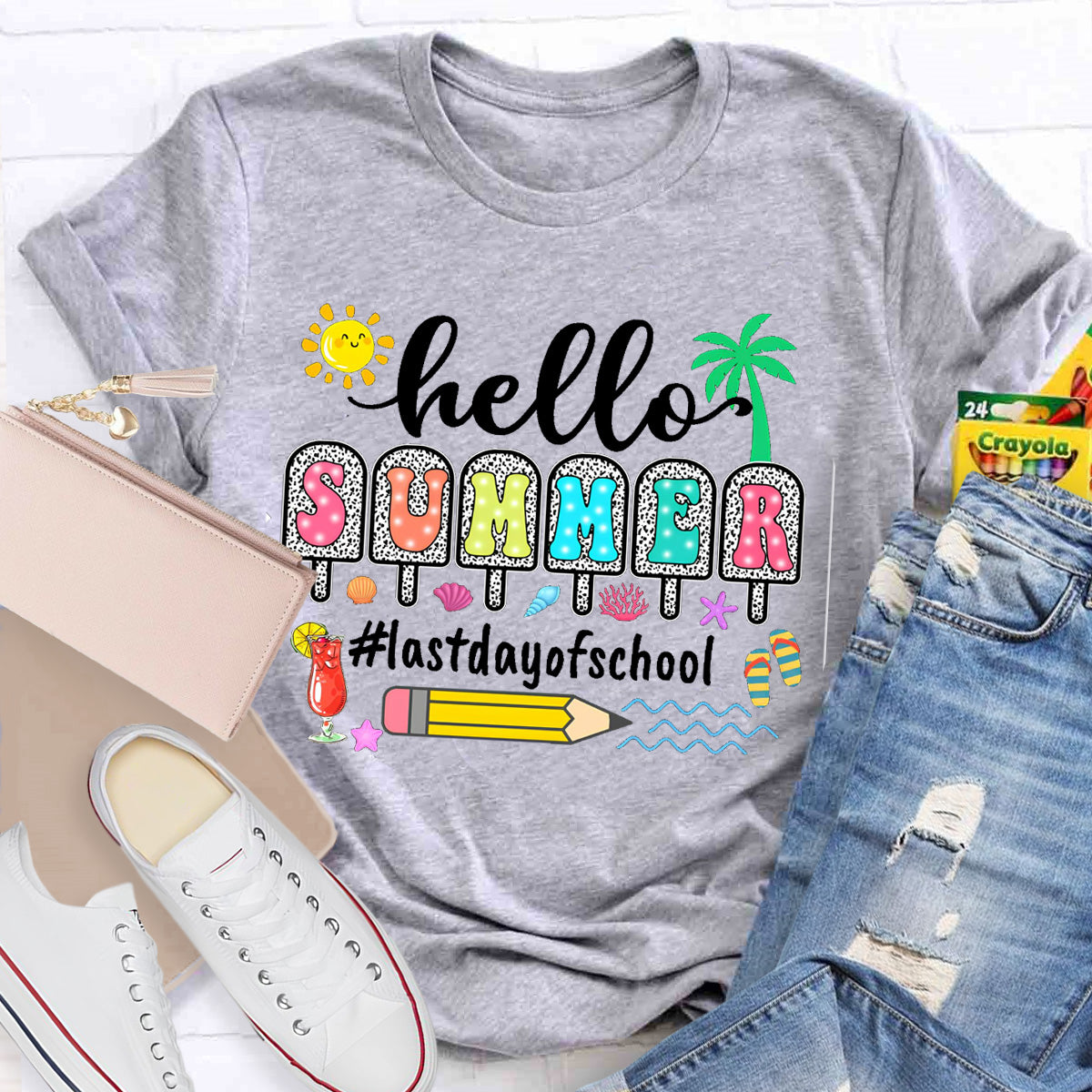 Hello Summer Sunshine Last day Of School Teacher T-Shirt