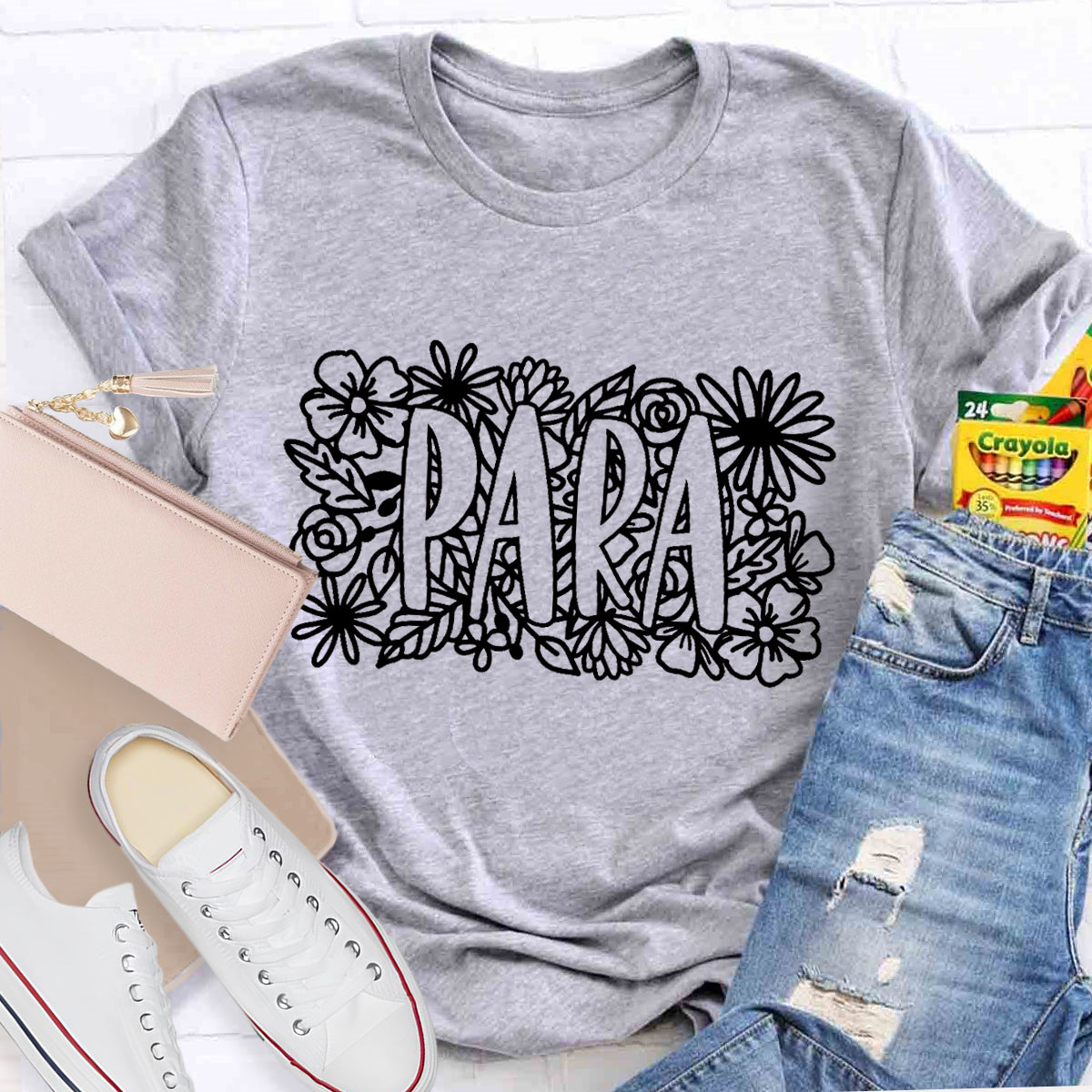 Floral Para Teacher T-Shirt