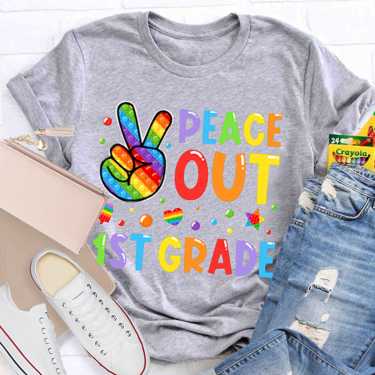Personalized Grade Peace Out  Teacher T-Shirt