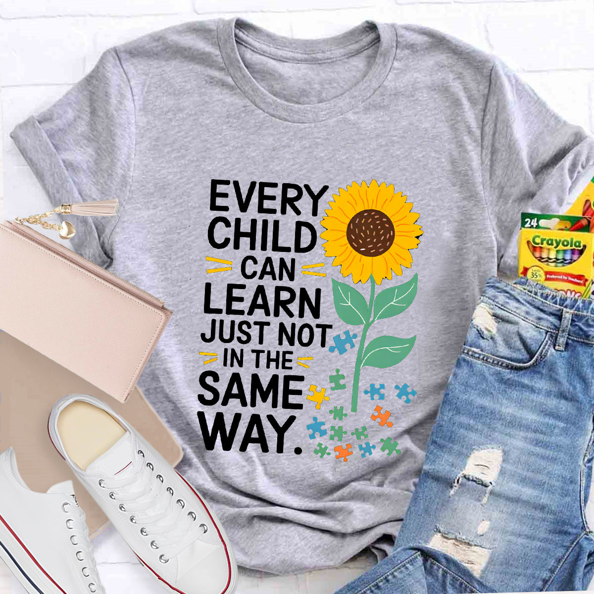 Every Child Can Learn Just Not In The Same Way Sunflower T-Shirt