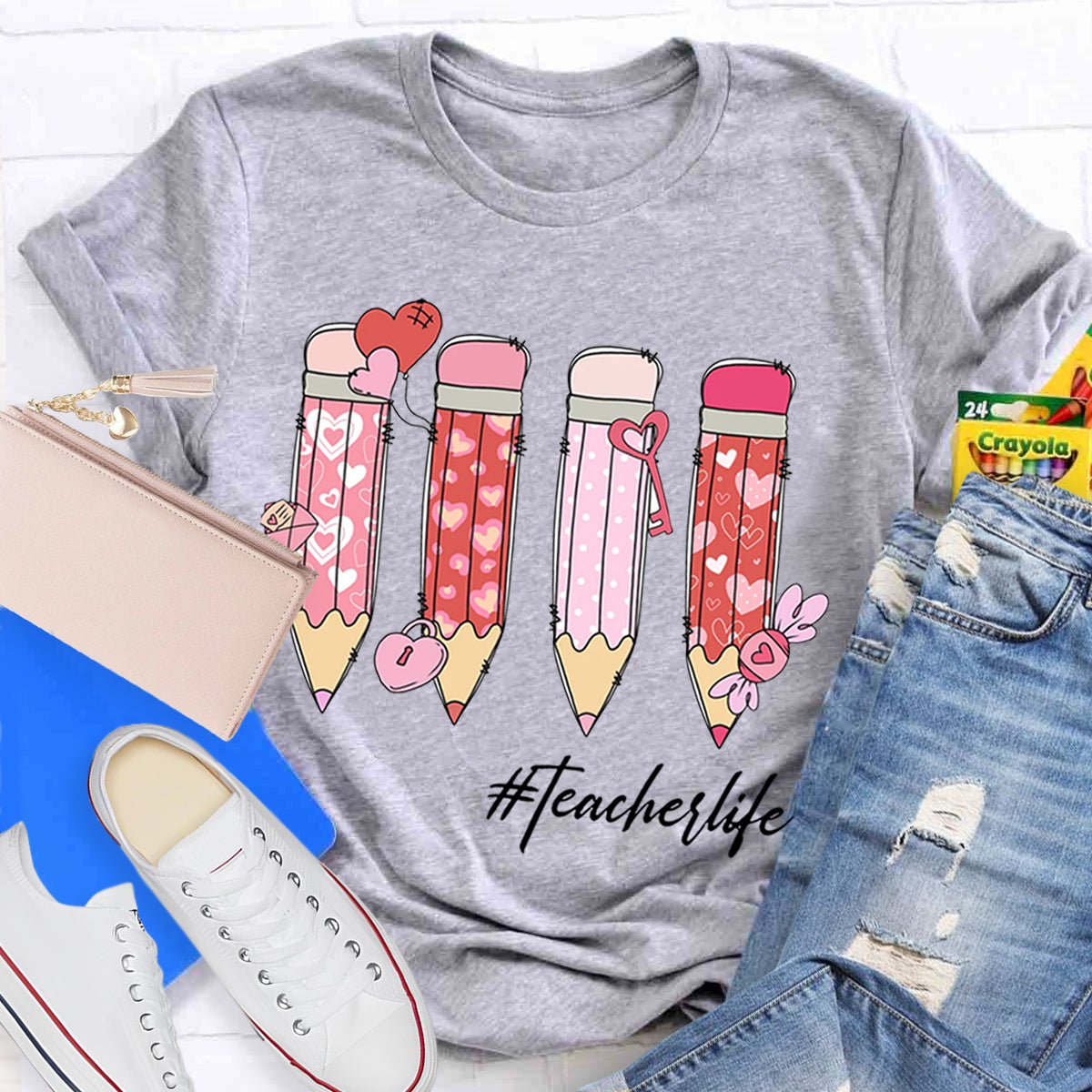 Valentine Pencils Teacher T-Shirt