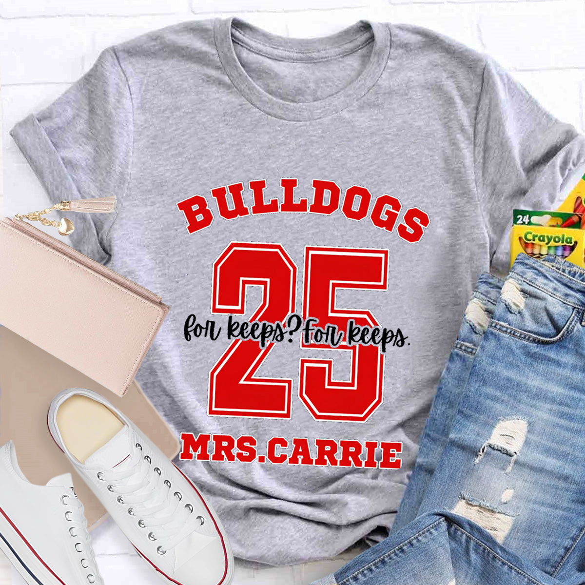Personalized Name Mascot And Number Teacher T-Shirt
