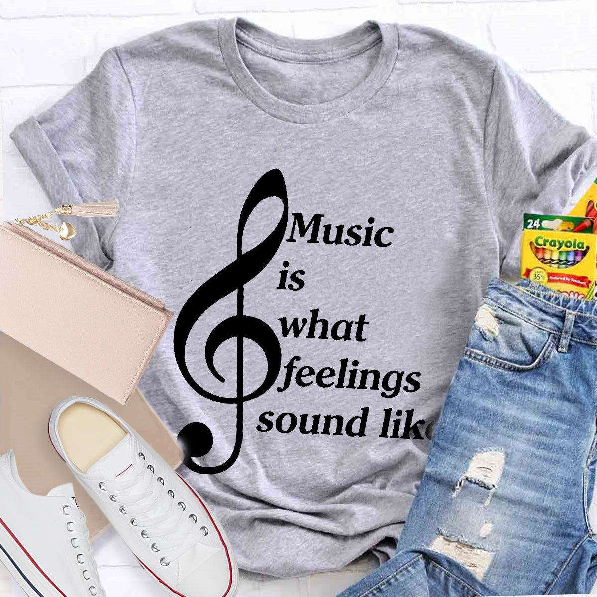 Music Is What Feelings Sound Like Teacher T-Shirt