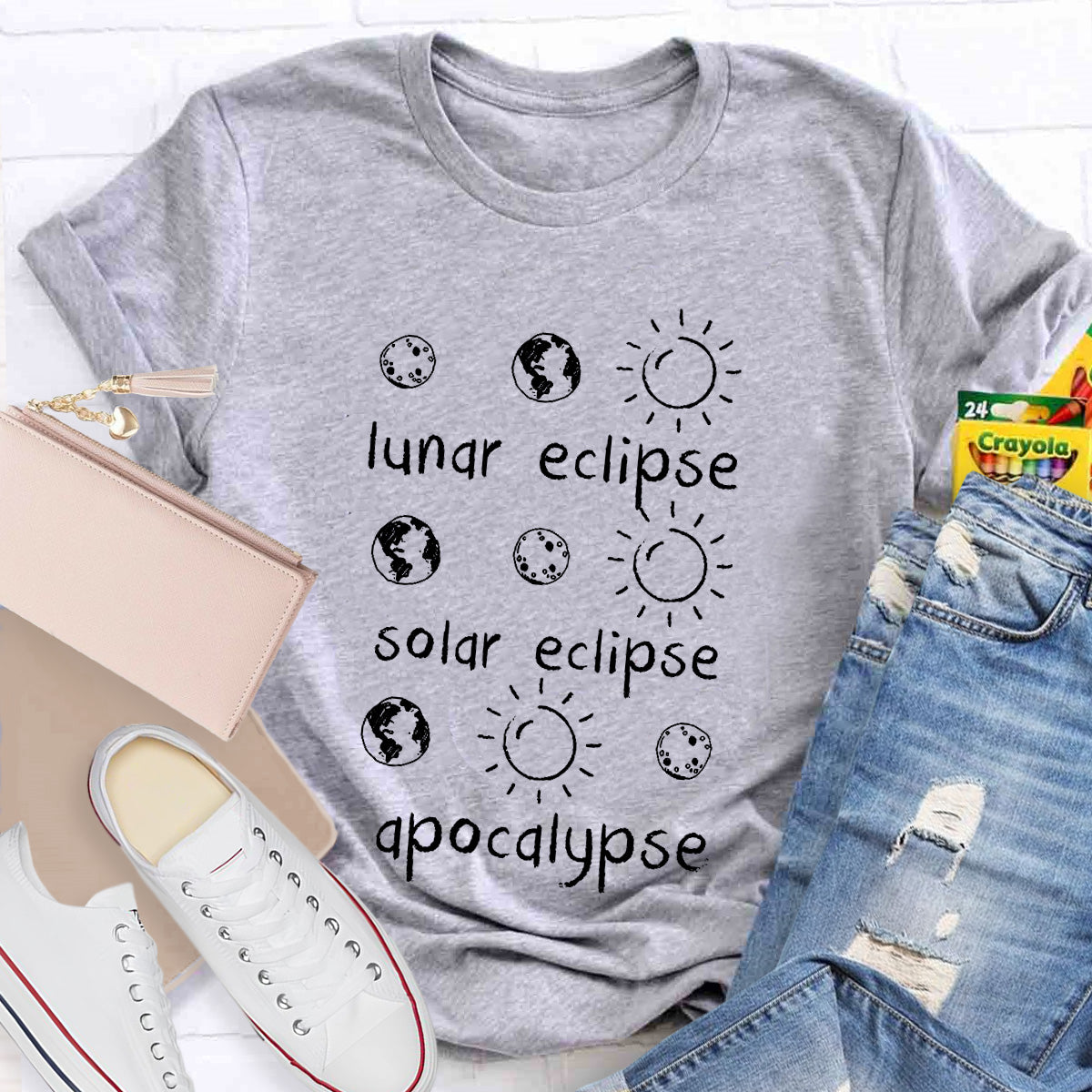 Lunar Eclipse Solar Eclipse Apocalypse Funny Science Teacher T-Shirt