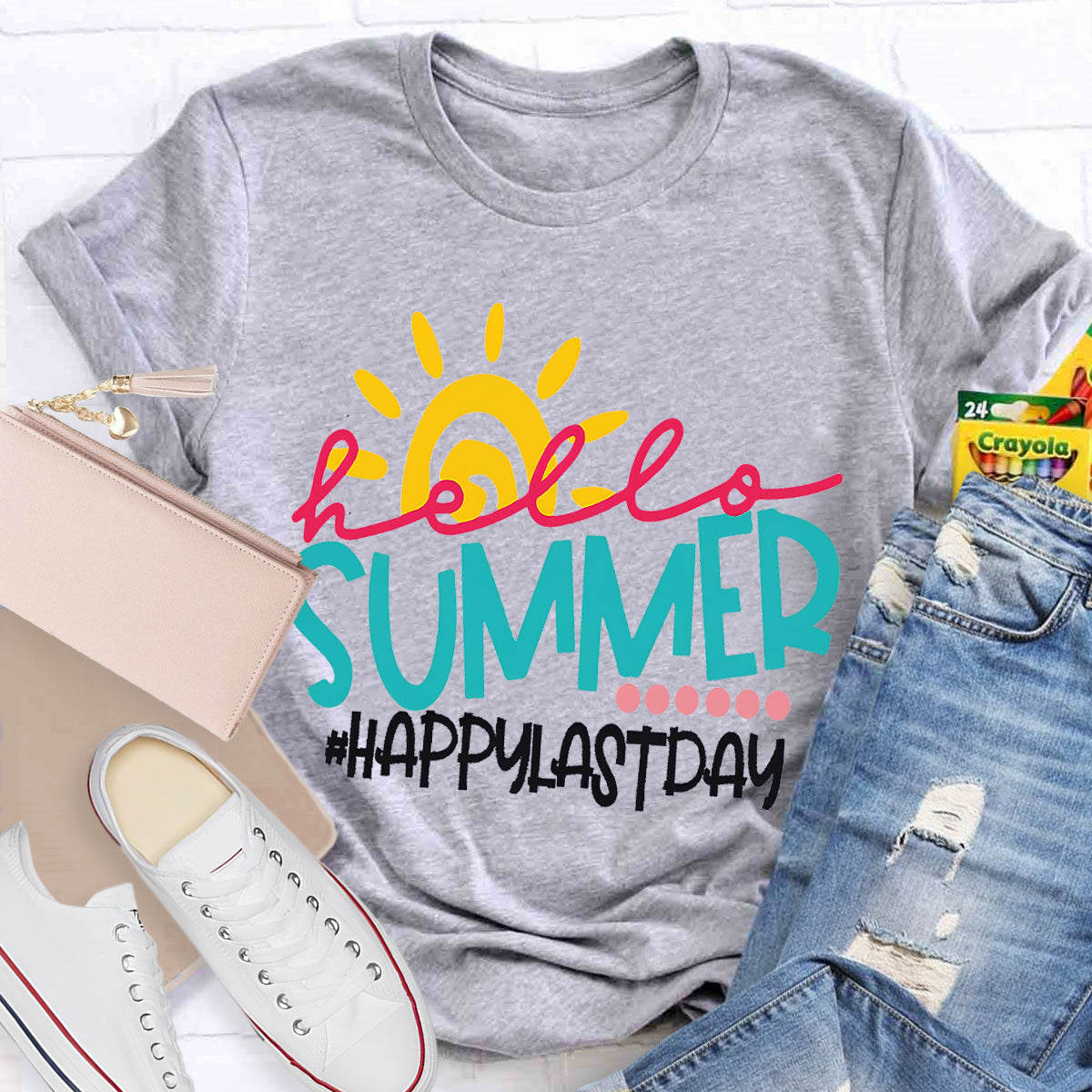 Hello Summer Teacher Graphic Tee Shirt