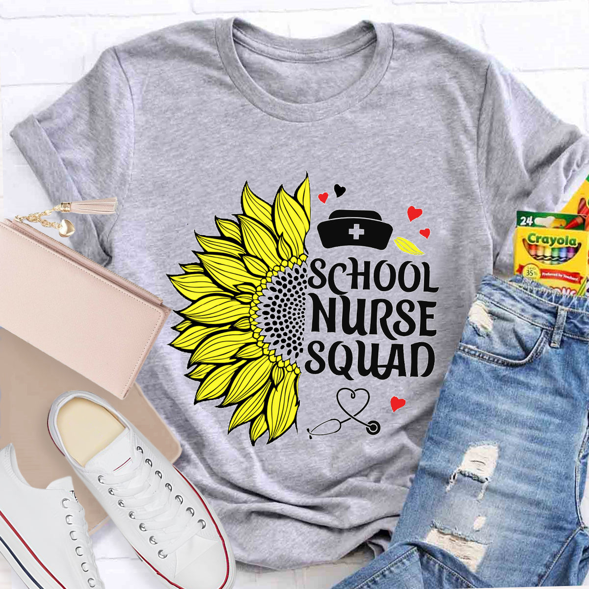 School Nurse Squad Sunflower T-Shirt