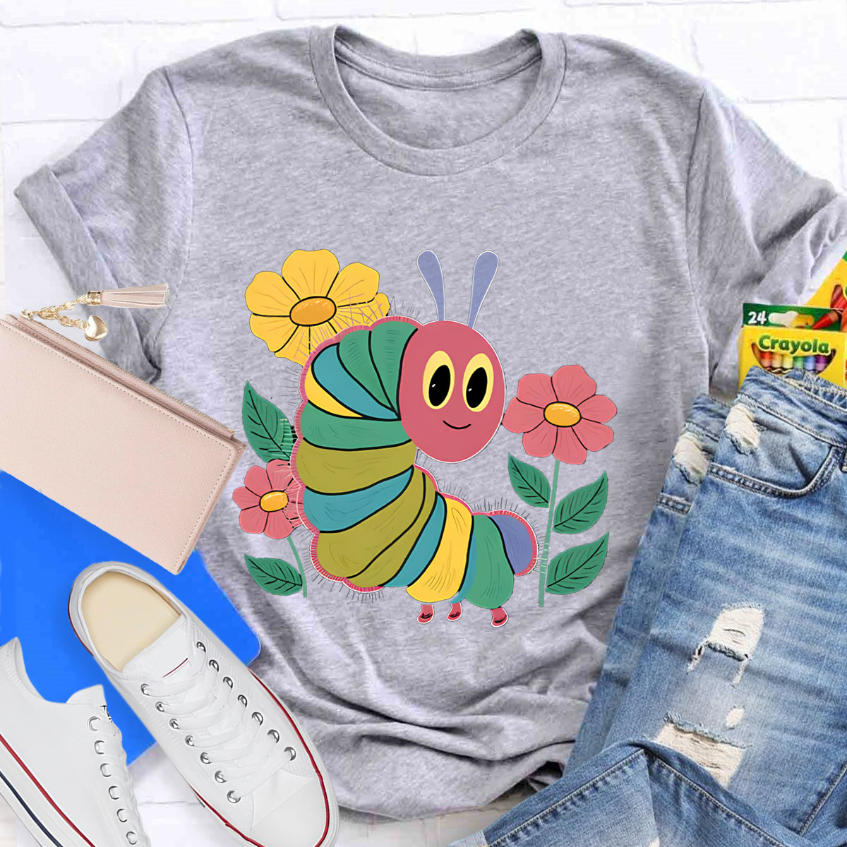 Flowers And Hungry Caterpillar Teacher T-Shirt