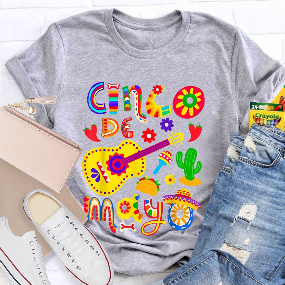 Cinco De Mayo Flower Teacher T-Shirt