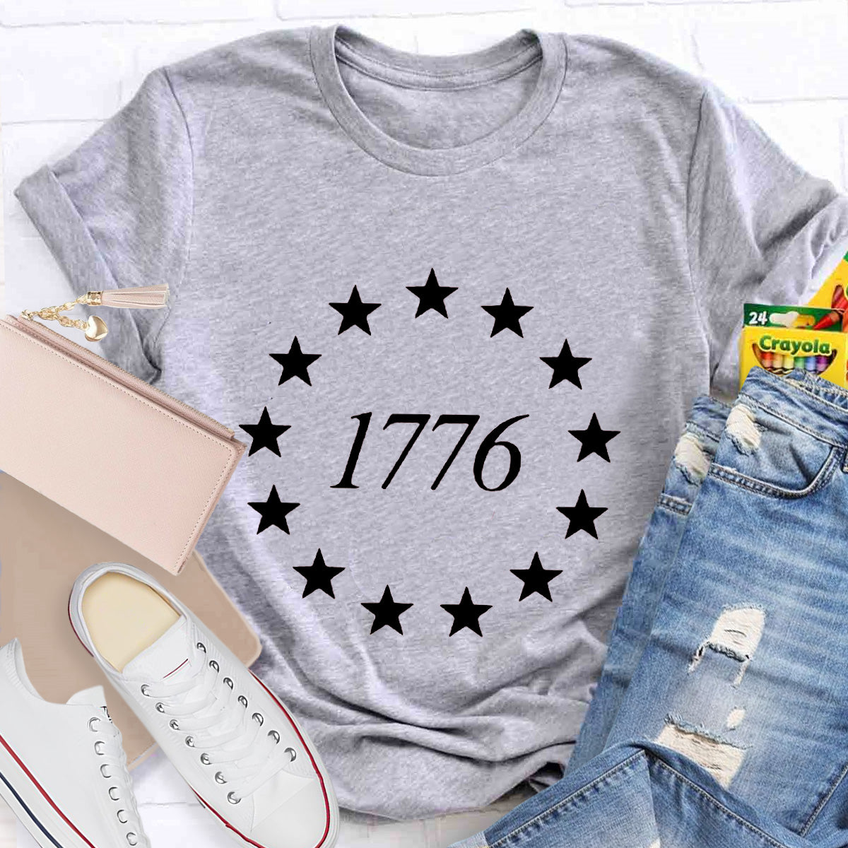 Black Star 1776 Teacher T-Shirt