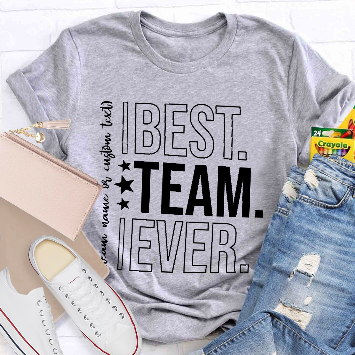 Personalized Best Team Ever Star Printed T-Shirt
