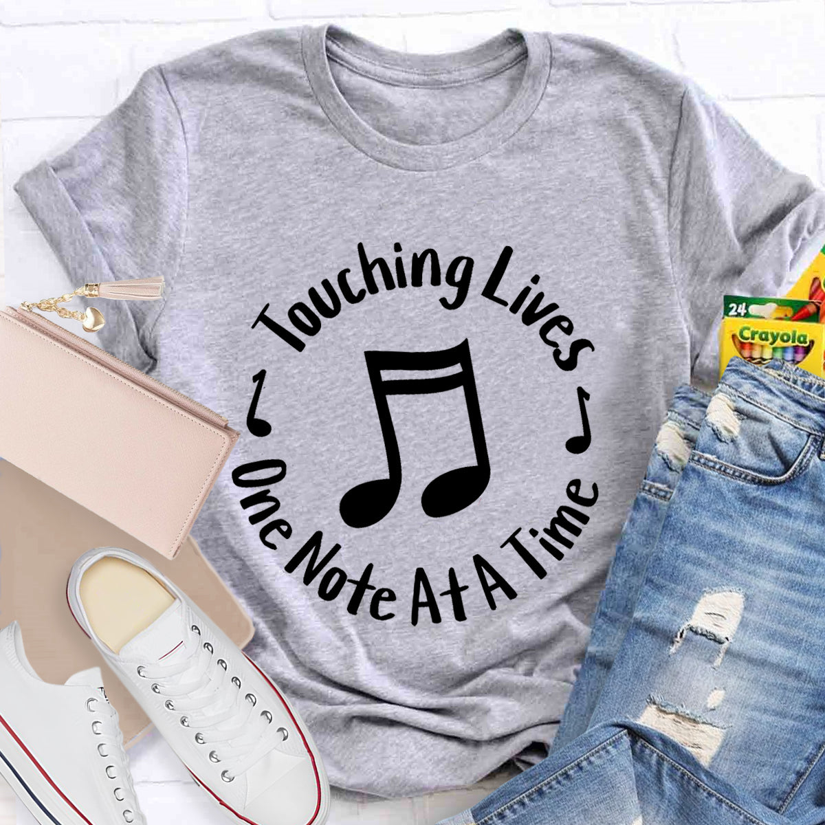 Touching Lives One Note At A Time Music Teacher T-Shirt