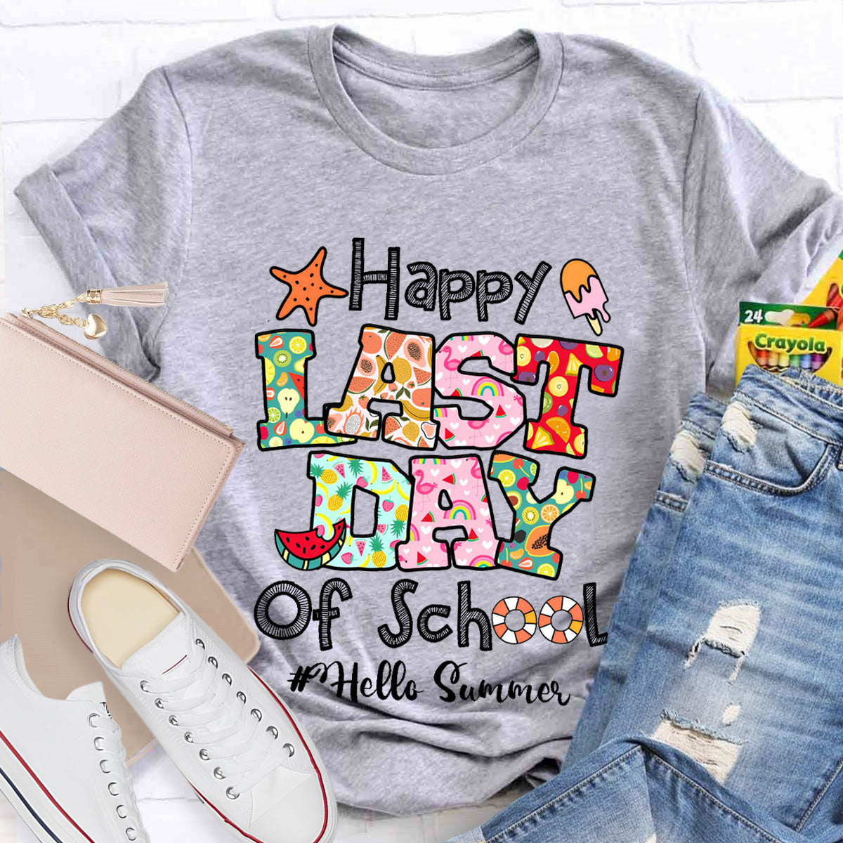 Hello Summer Happy Last Day Of School  Teacher T-Shirt