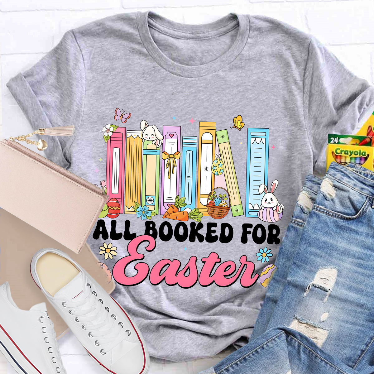 All Booked for Easter Teacher T-Shirt