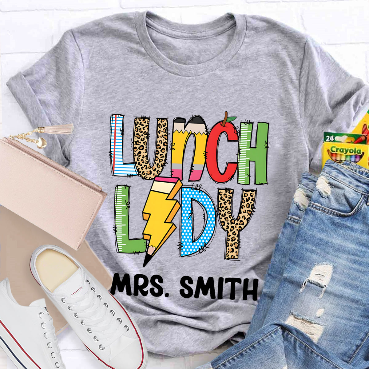 Personalized Lunch Lady Name Leopard T-Shirt