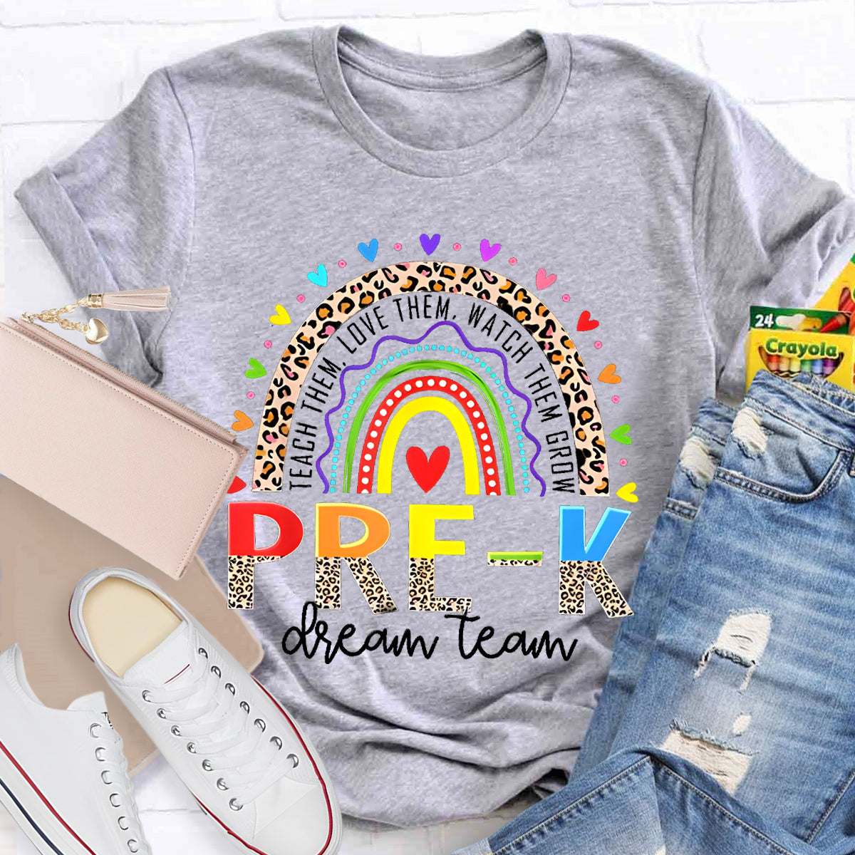 Personalized Grade Dream Team Colorful Heart T-Shirt