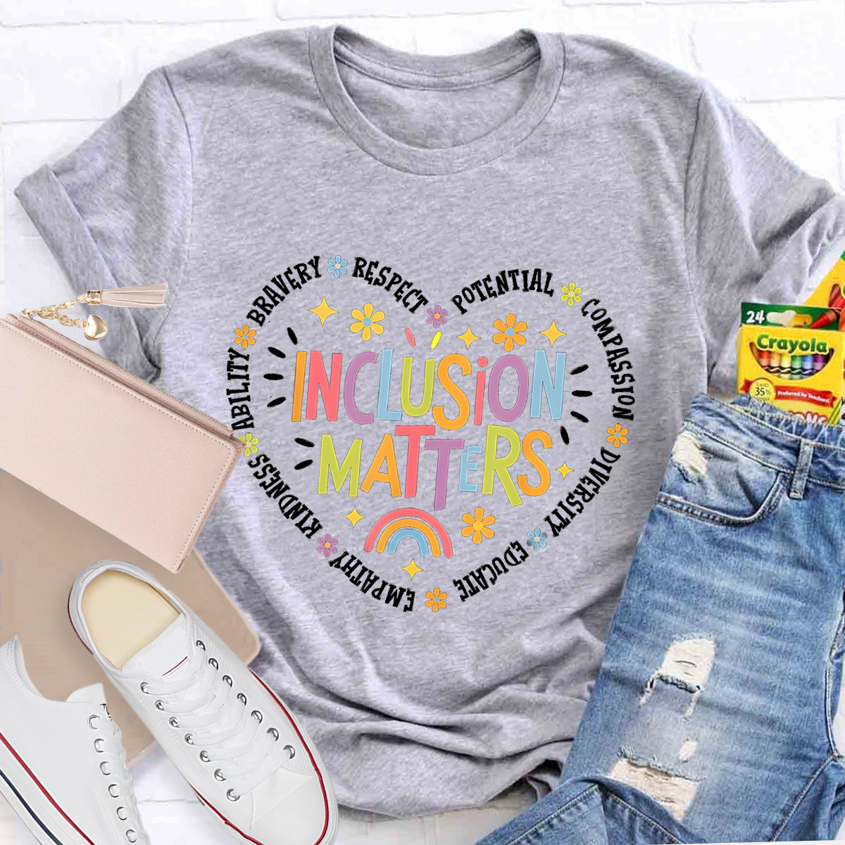 Inclusion Matters Heart Teacher T-Shirt