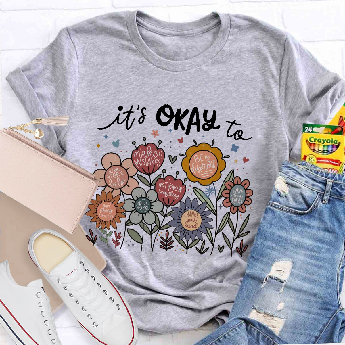 It's Okay To Not Know Everything Flower Teacher T-Shirt