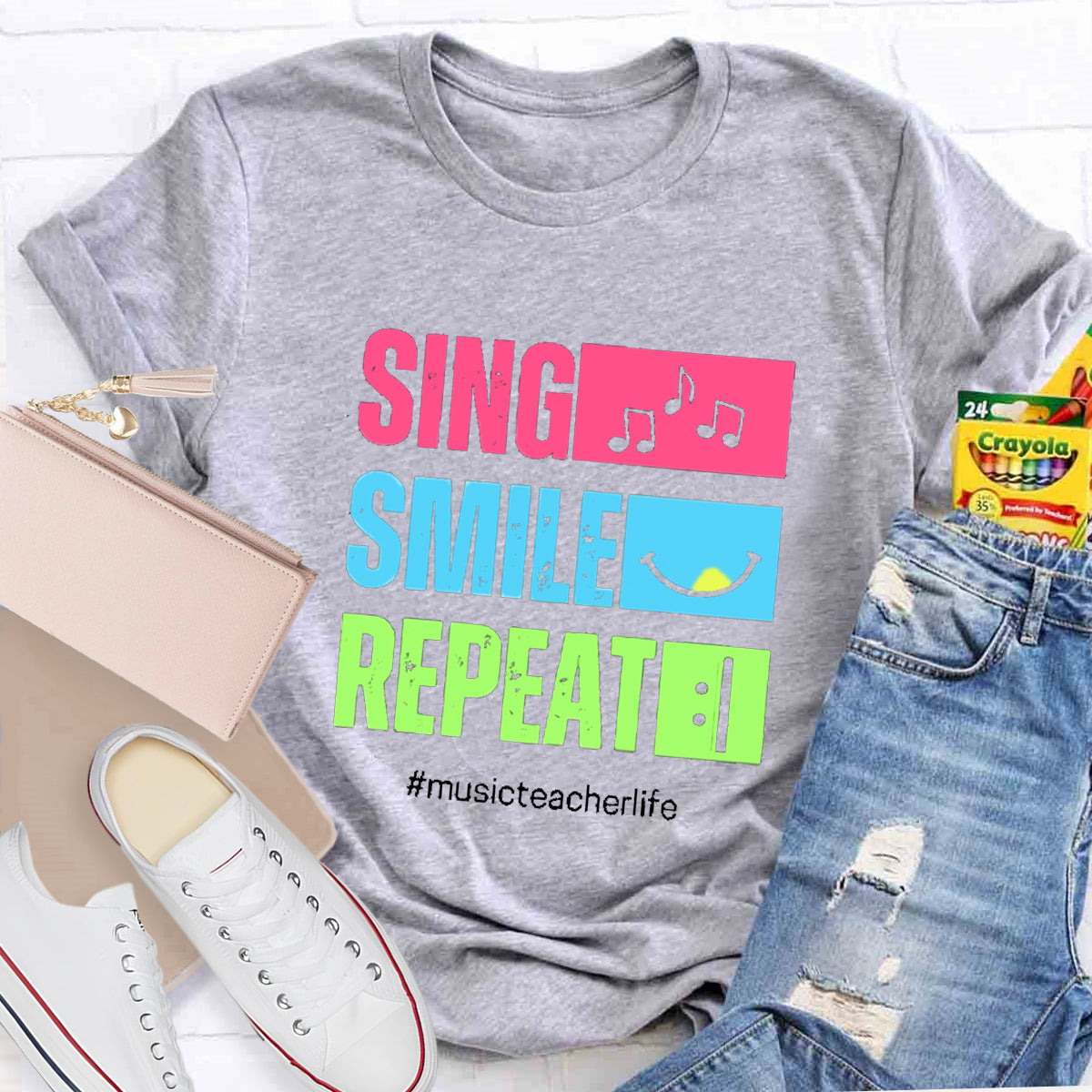 Sing Smile Repeat Music Teacher T-Shirt