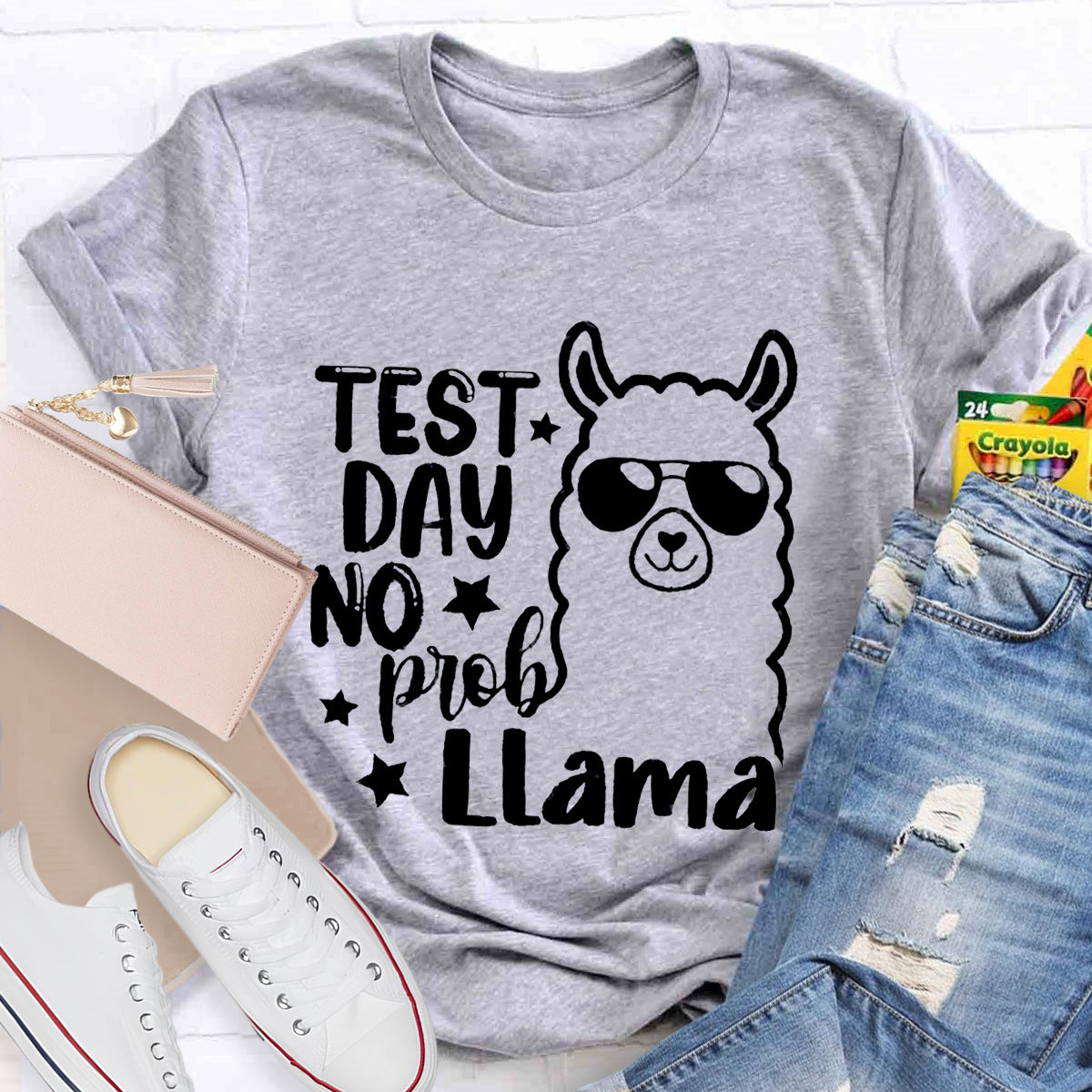 Test Day No Prob Llama Teacher T-Shirt