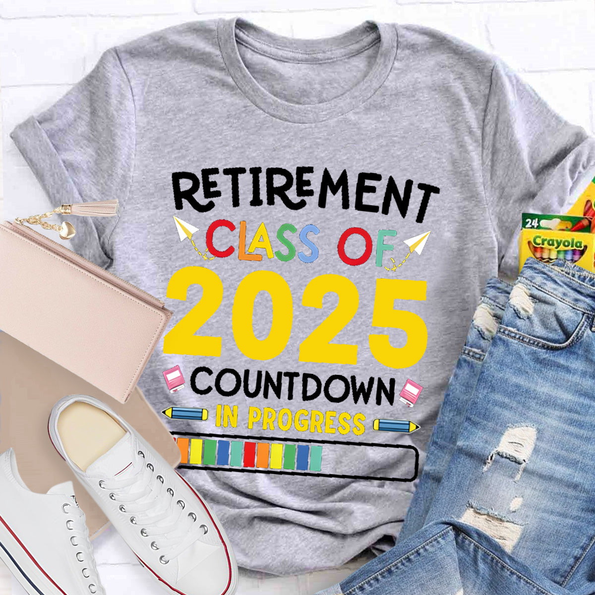 Personalized Retirement Time Class Countdown In Progress Teacher T-Shirt