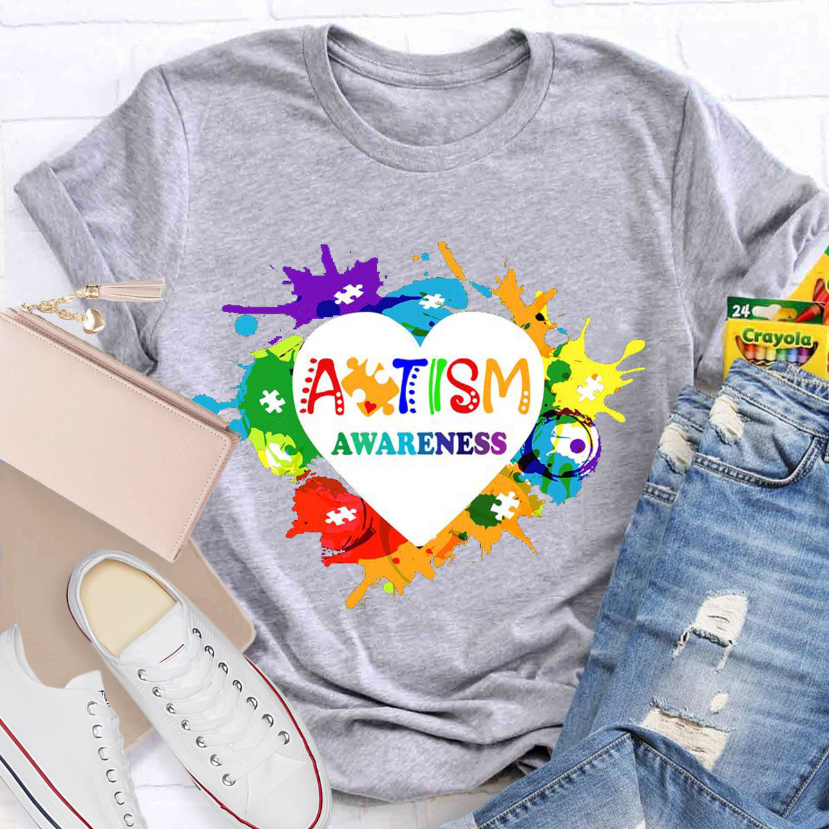 Awareness Colorful Teacher T-Shirt
