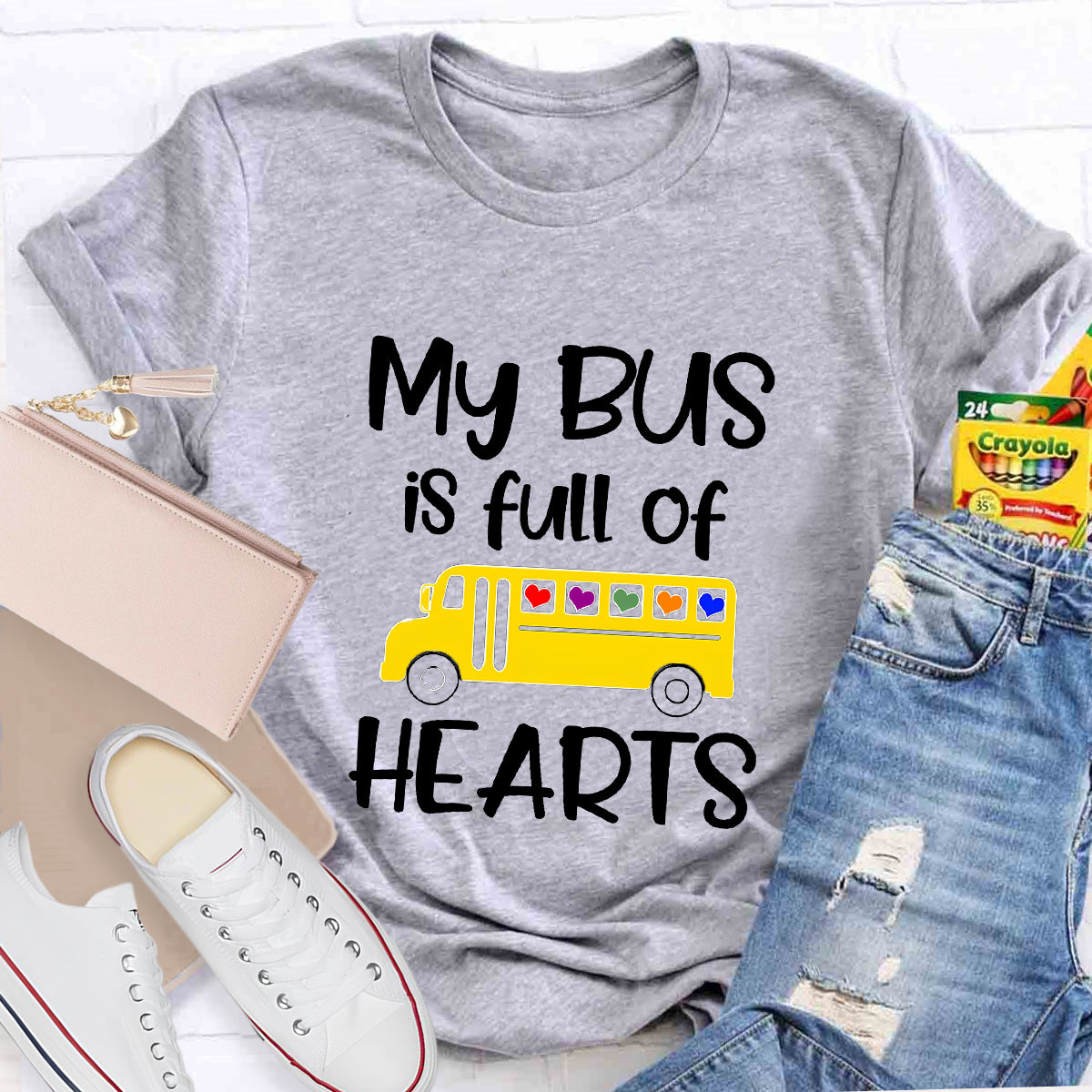 My Bus Is Full Of Hearts Teacher T-Shirt