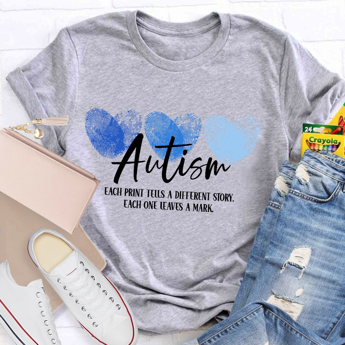 Autism Each One Leaves A Mark Teacher T-Shirt