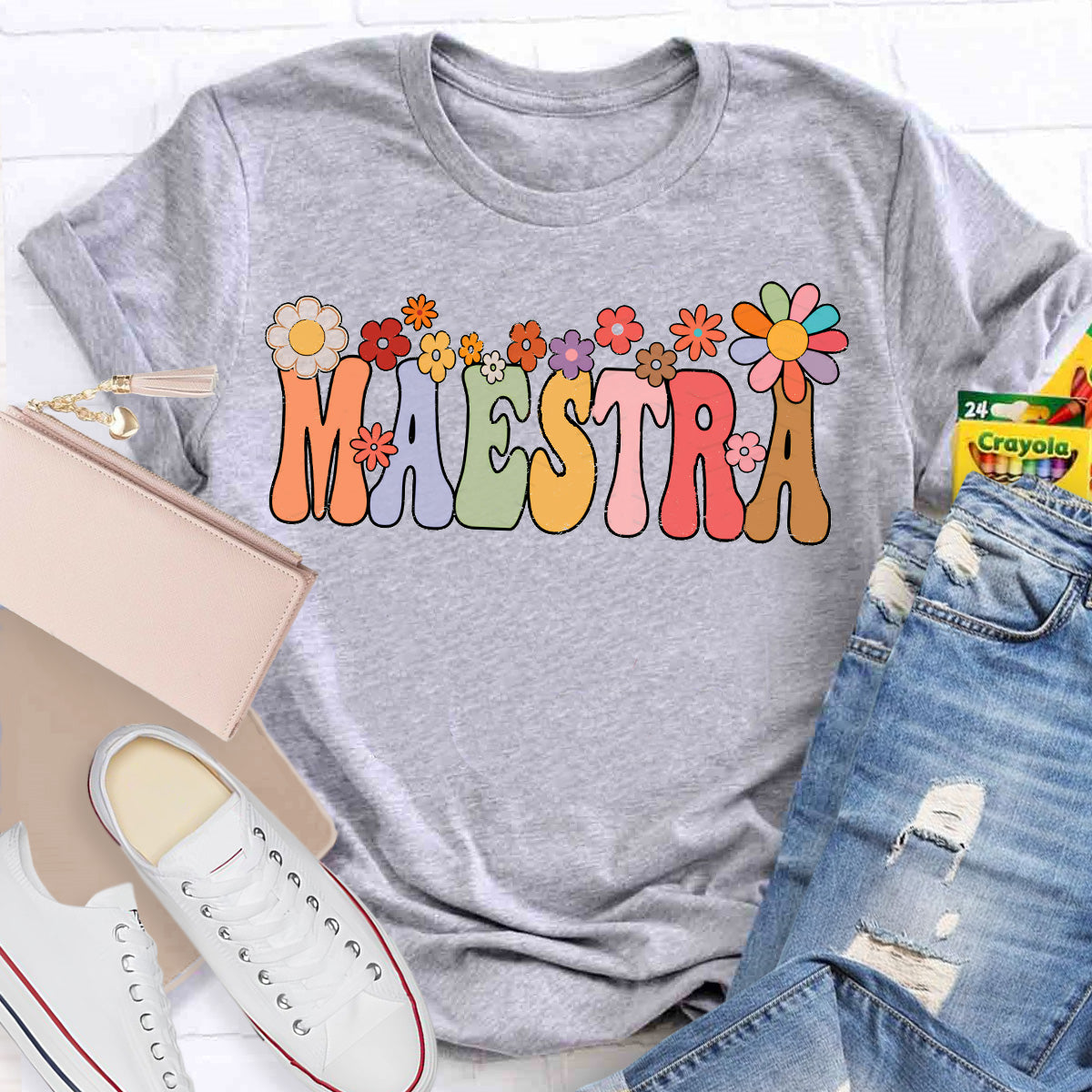 Maestra Flower Teacher T-Shirt