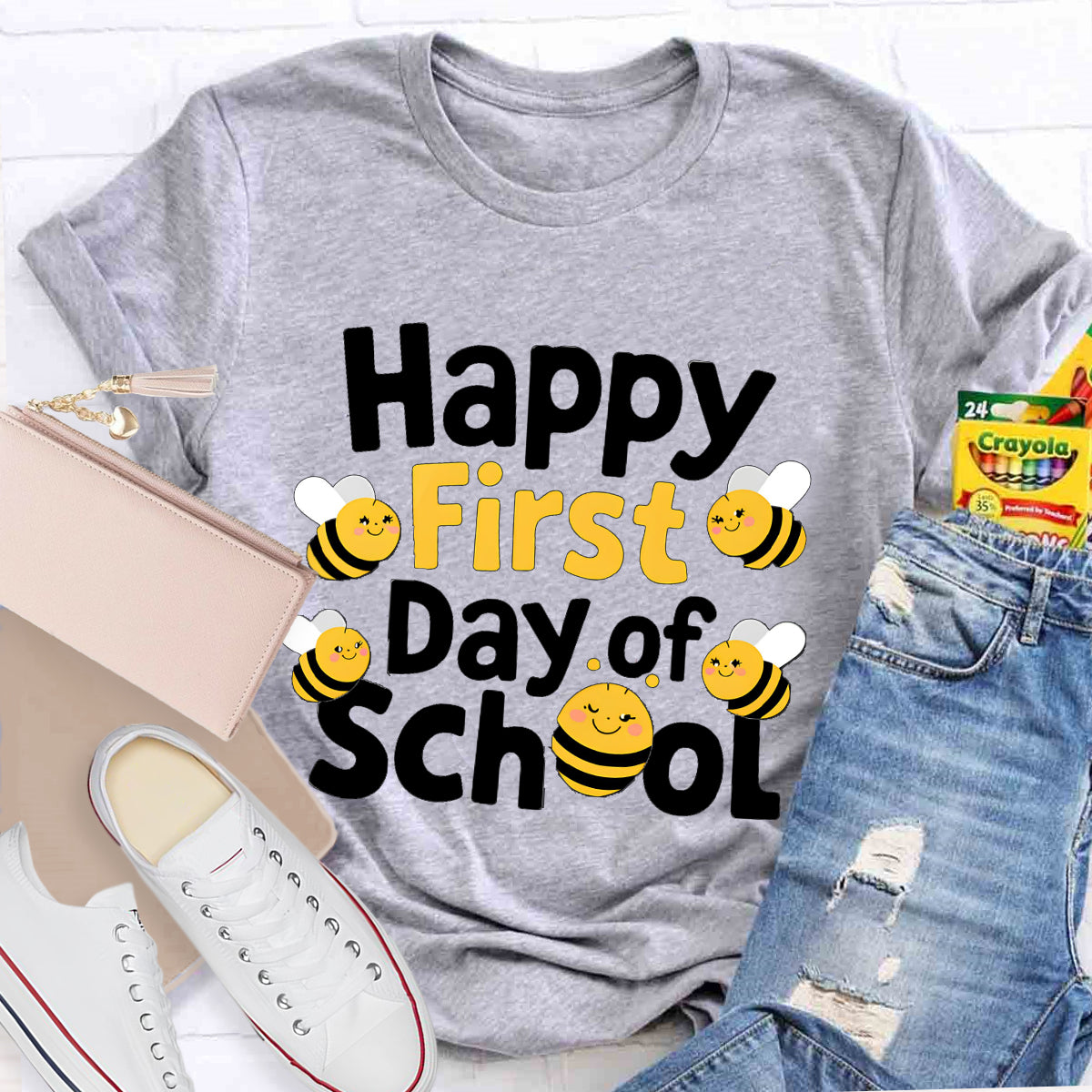 Happy First Day Of School Funny Bee Teacher T-Shirt