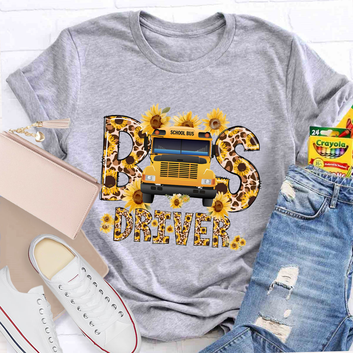 Sunflower School Bus Driver T-Shirt