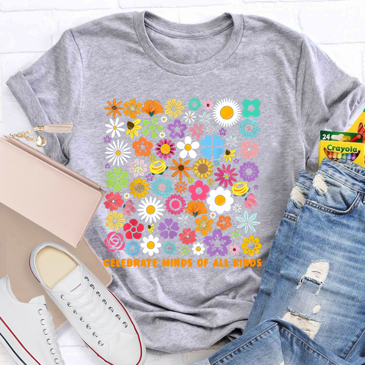 Colorful Flower Celebrate Minds of All Kinds T-Shirt
