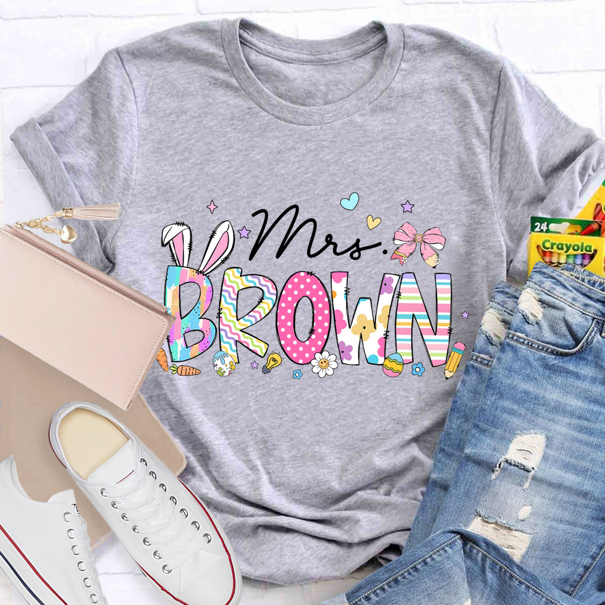 Personalized Easter Teacher Name Mrs Brown T-Shirt