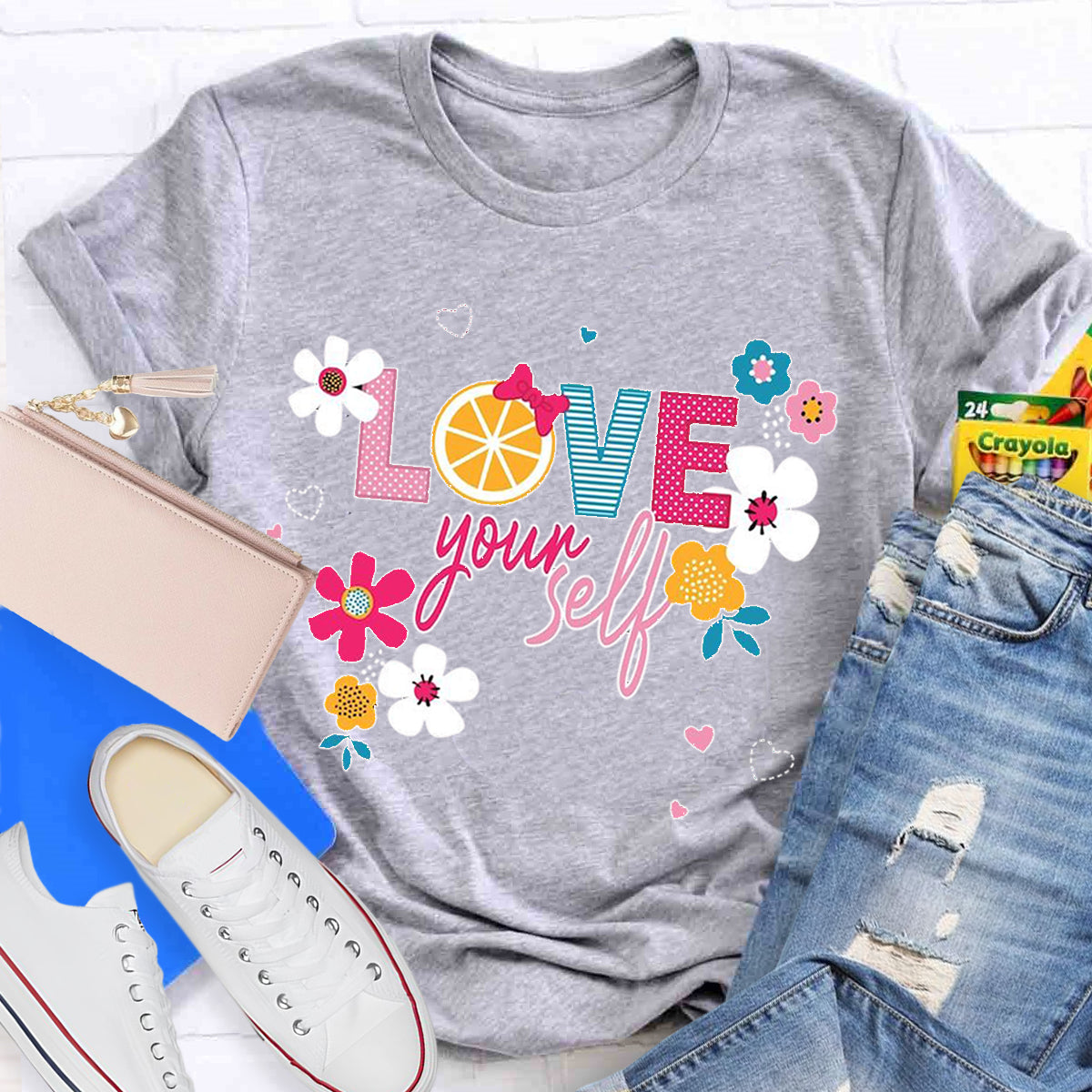 Love Yourself Flower Teacher T-Shirt