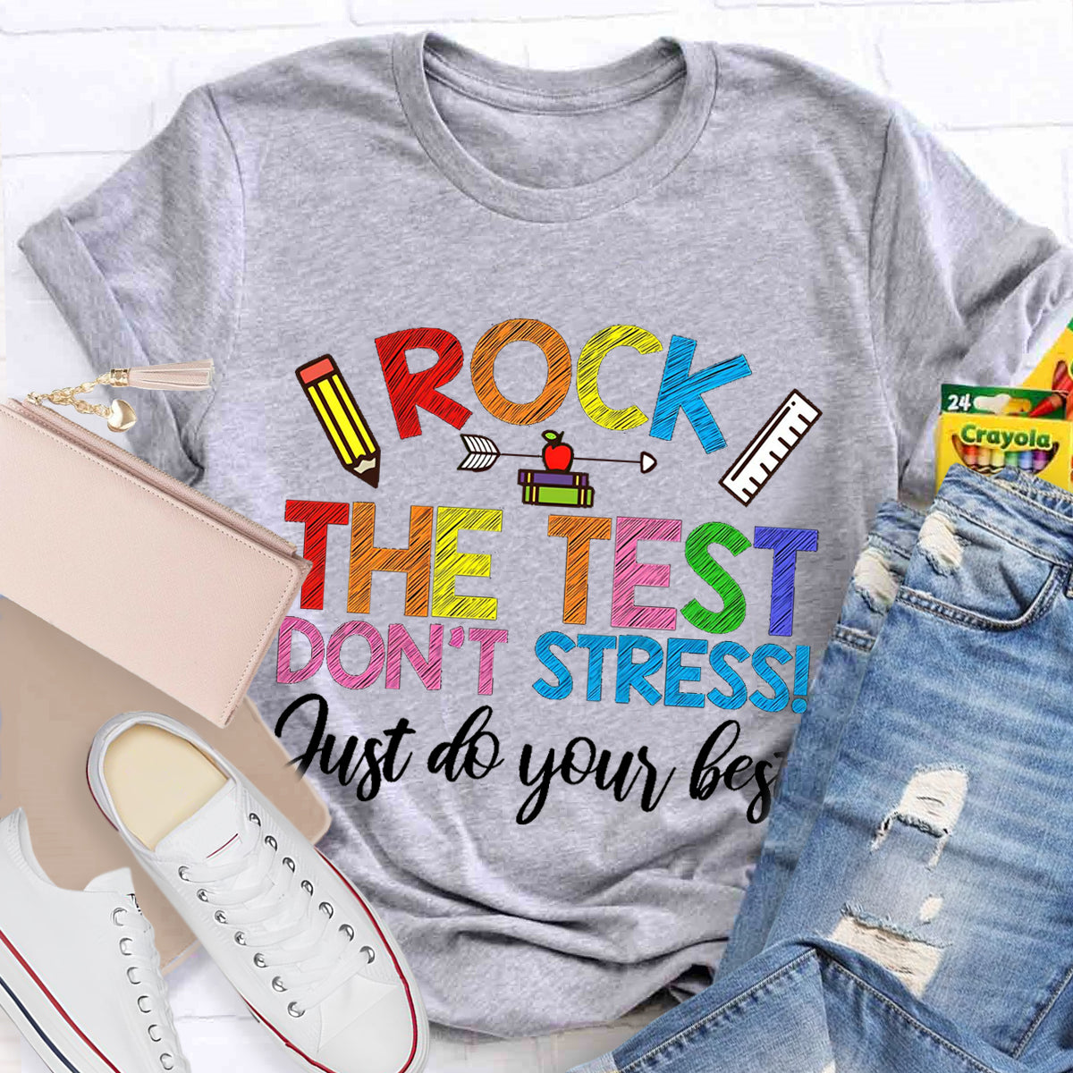 Rock The Test Don't Stress Teacher T-Shirt