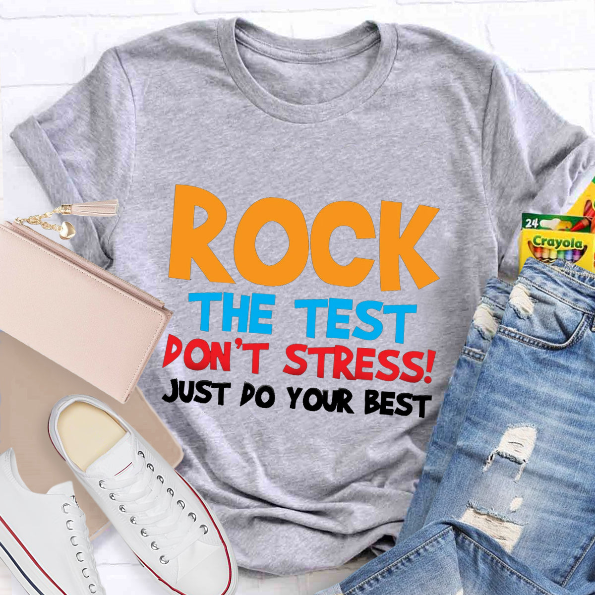 Rock The Test Don't Stress Just Do Your Best Teacher T-Shirt