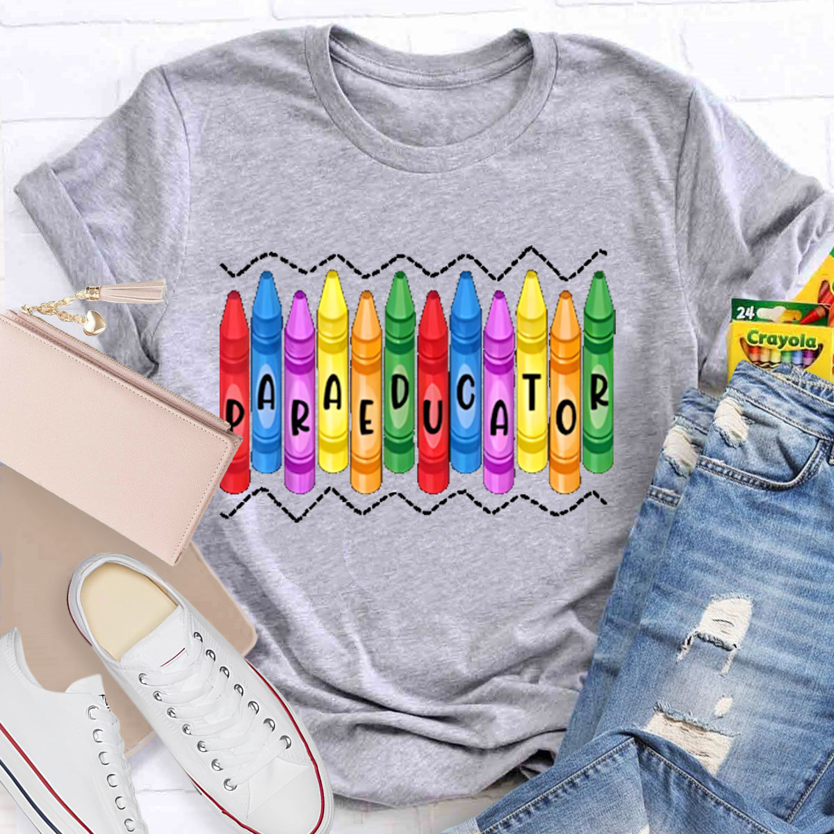 Paraeducator Colorful Pencil Teacher T-Shirt