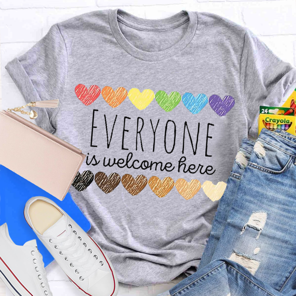 Everyone Is Welcome Here Teacher T-Shirt