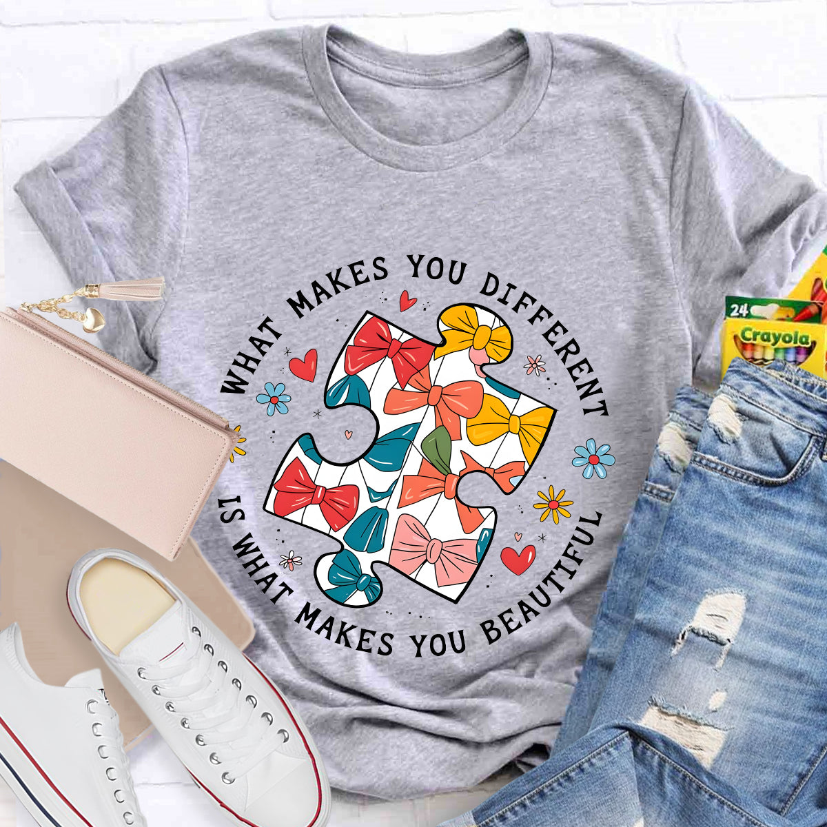 What Makes You Different Is What Make You Beautiful Bow Puzzle T-Shirt