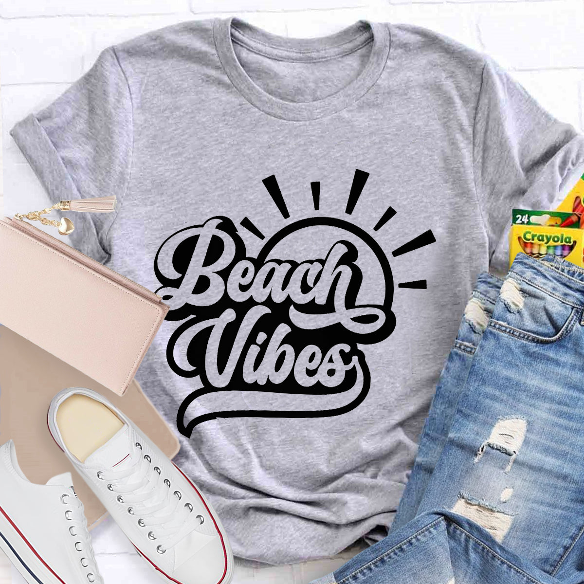 Beach Vibes Summer Break Teacher T-Shirt