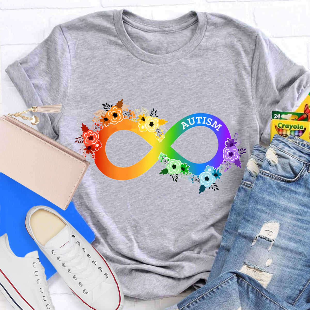 Neurodiversity Awareness  Rainbow Infinity Symbol T-Shirt