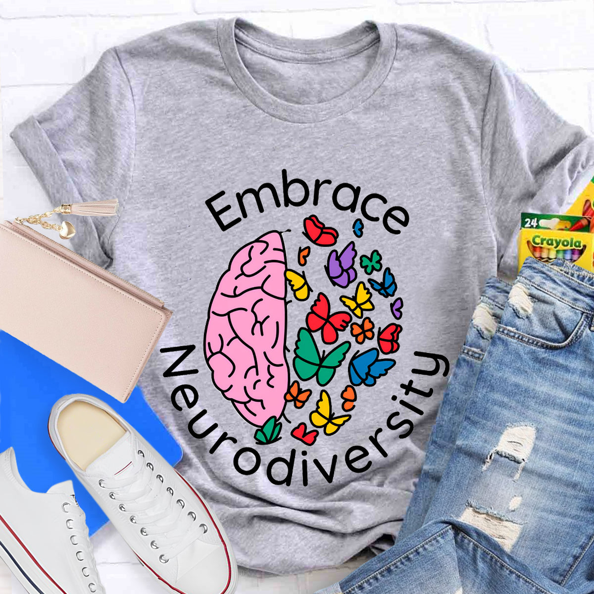 Embrace Neurodiversity Brain Butterfly T-Shirt