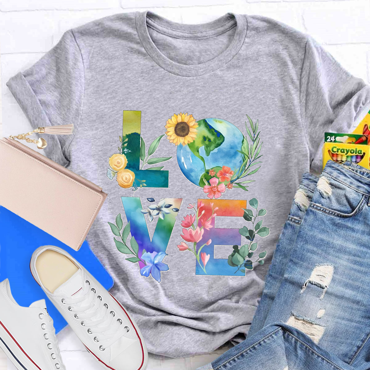 Love Our Planet Earth Day Teacher T-Shirt