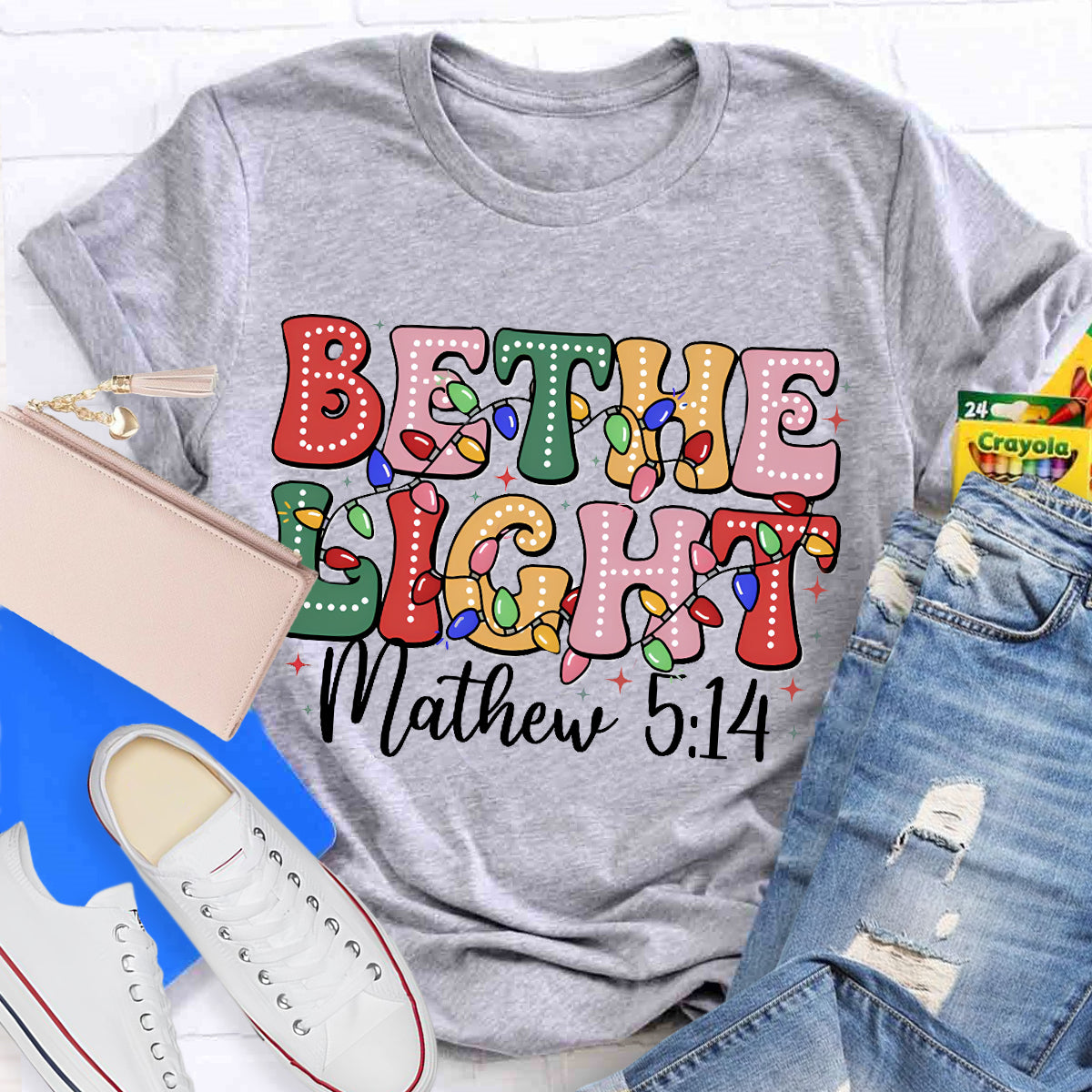 Christmas Be The Light Teacher T-Shirt