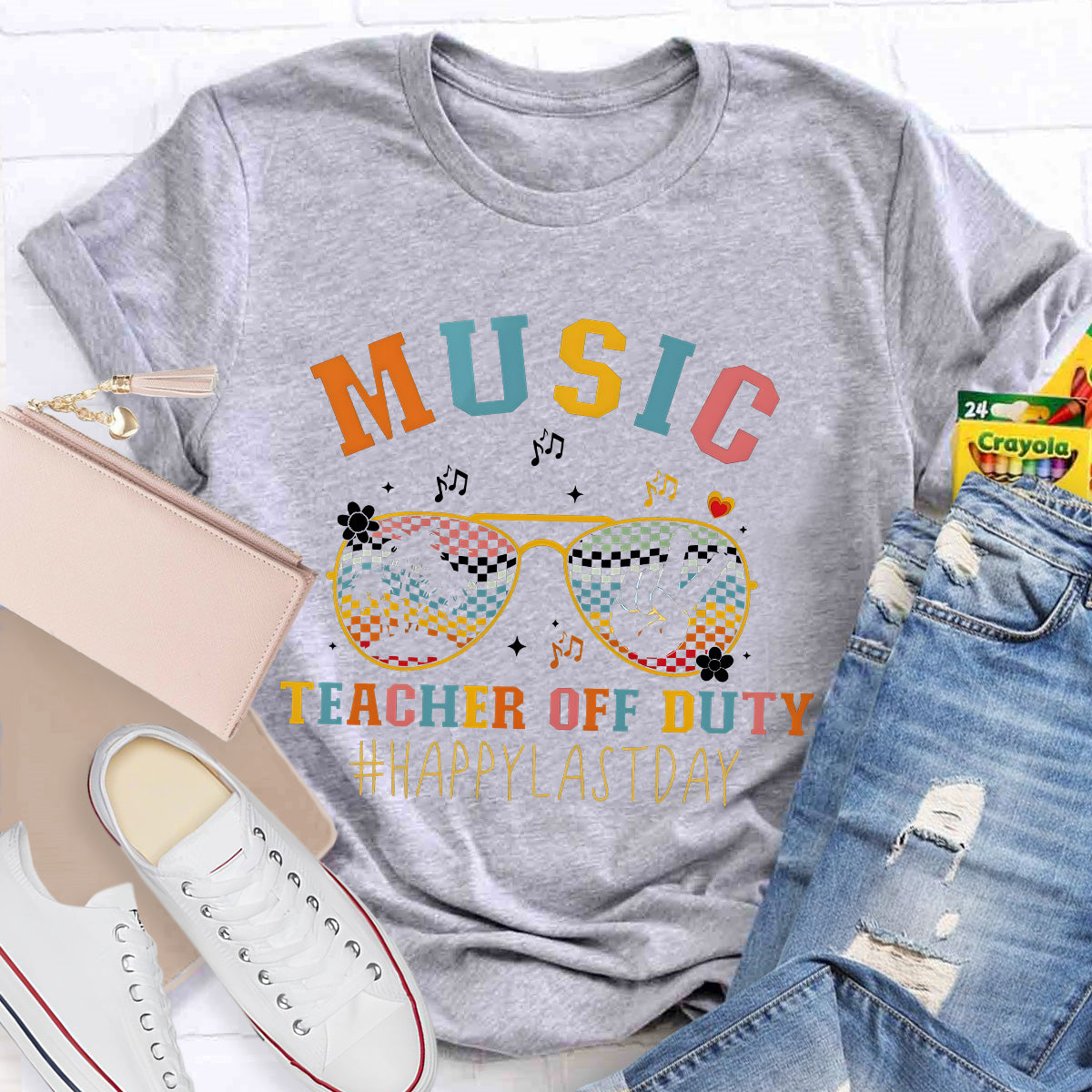 Music Teacher Off Duty Happy Last Day Teacher T-Shirt