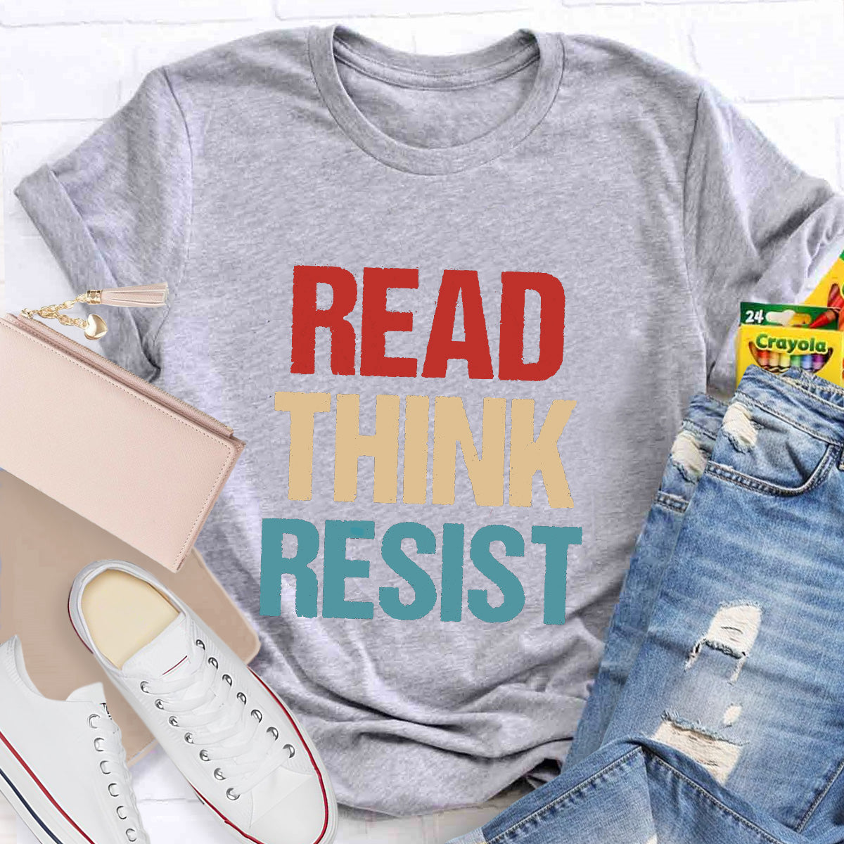 Read Think Resist Teacher T-Shirt