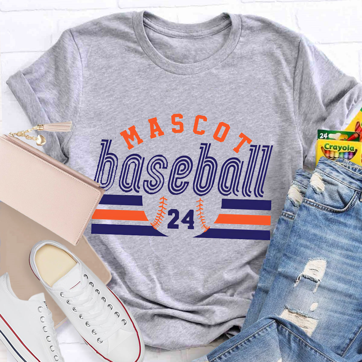 Personalized Mascot And Number Baseball Game T-Shirt