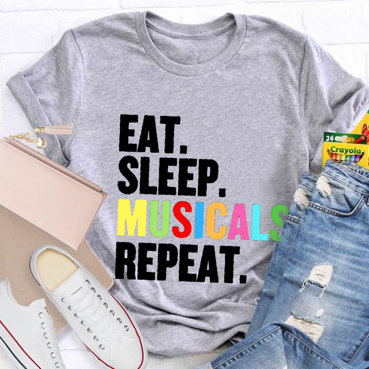 Eat Sleep Musicals Repeat  Teacher T-Shirt
