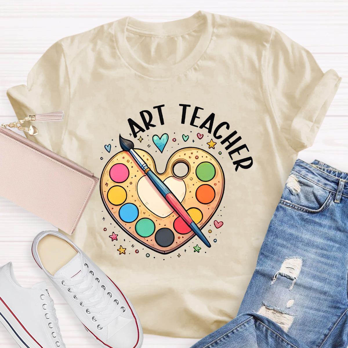 Art Teacher Heart Teacher T-Shirt