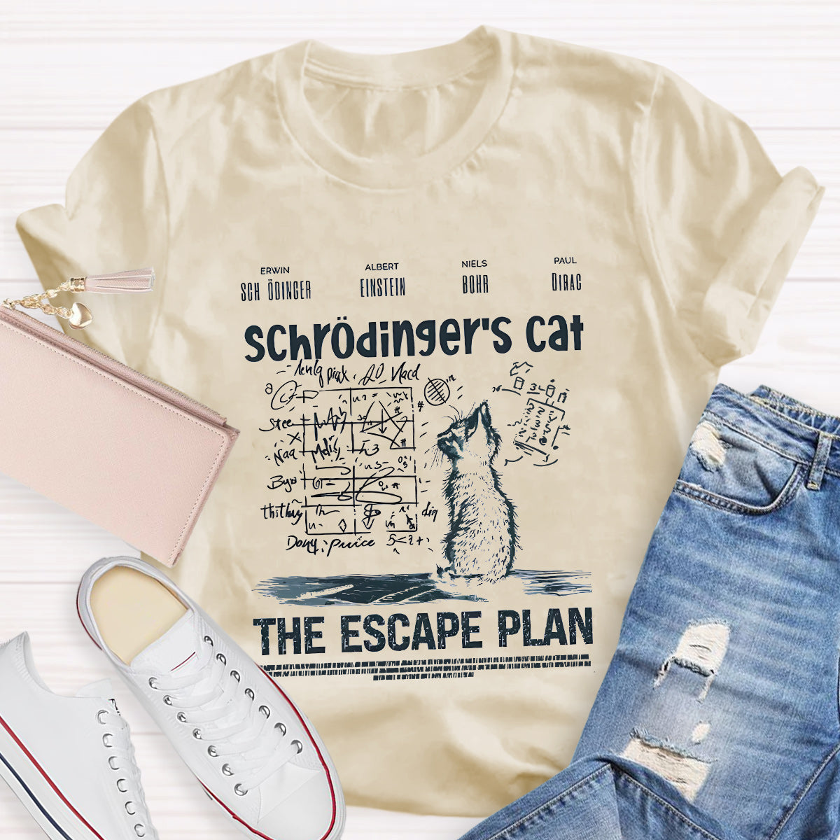 Schrödinger's Cat Escape Plan Math Teacher T-Shirt